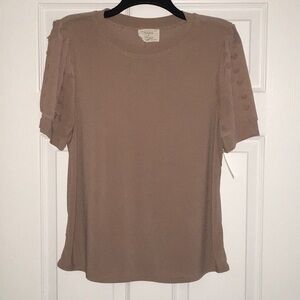 Chic Tan Short Sleeve Top